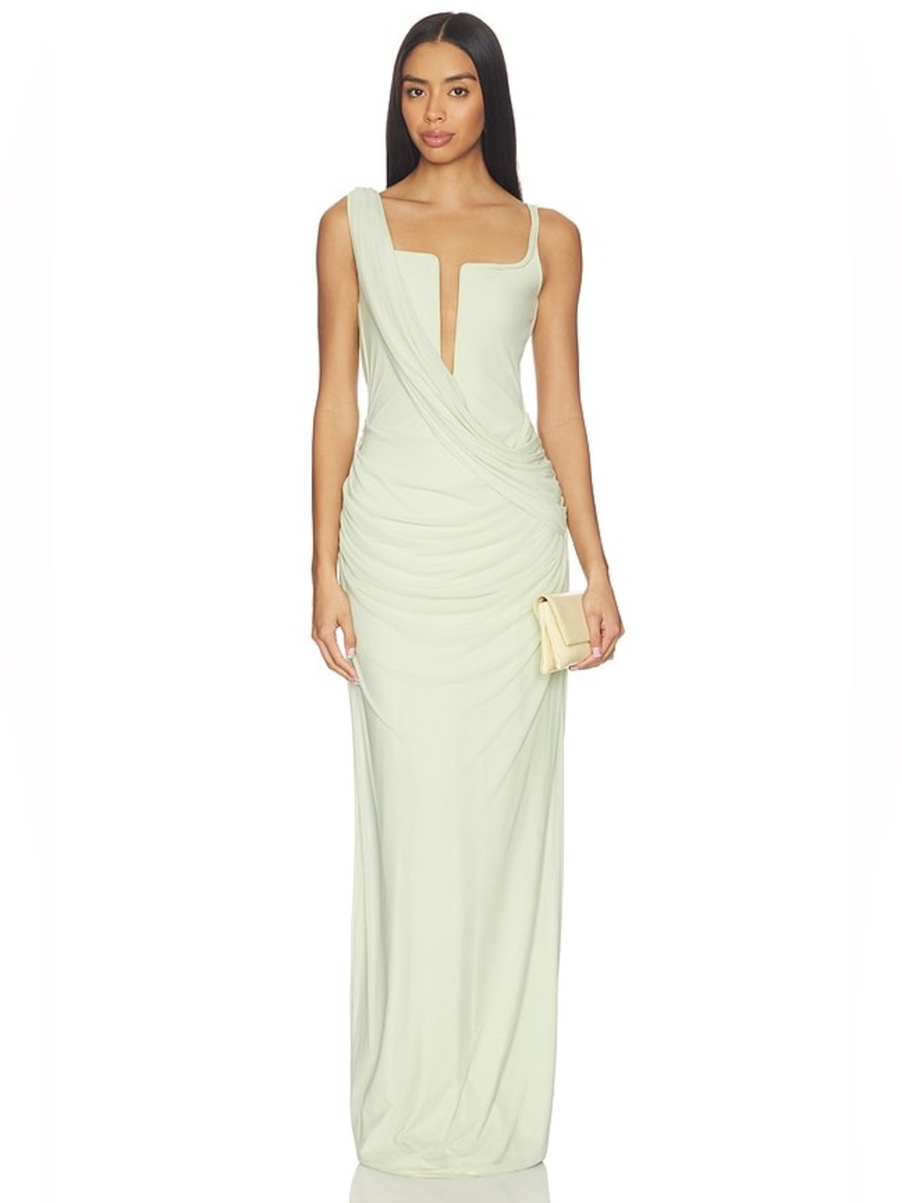 DEME by Gabriella Adriana Pale Mint Draped Maxi Gown Small Revolve